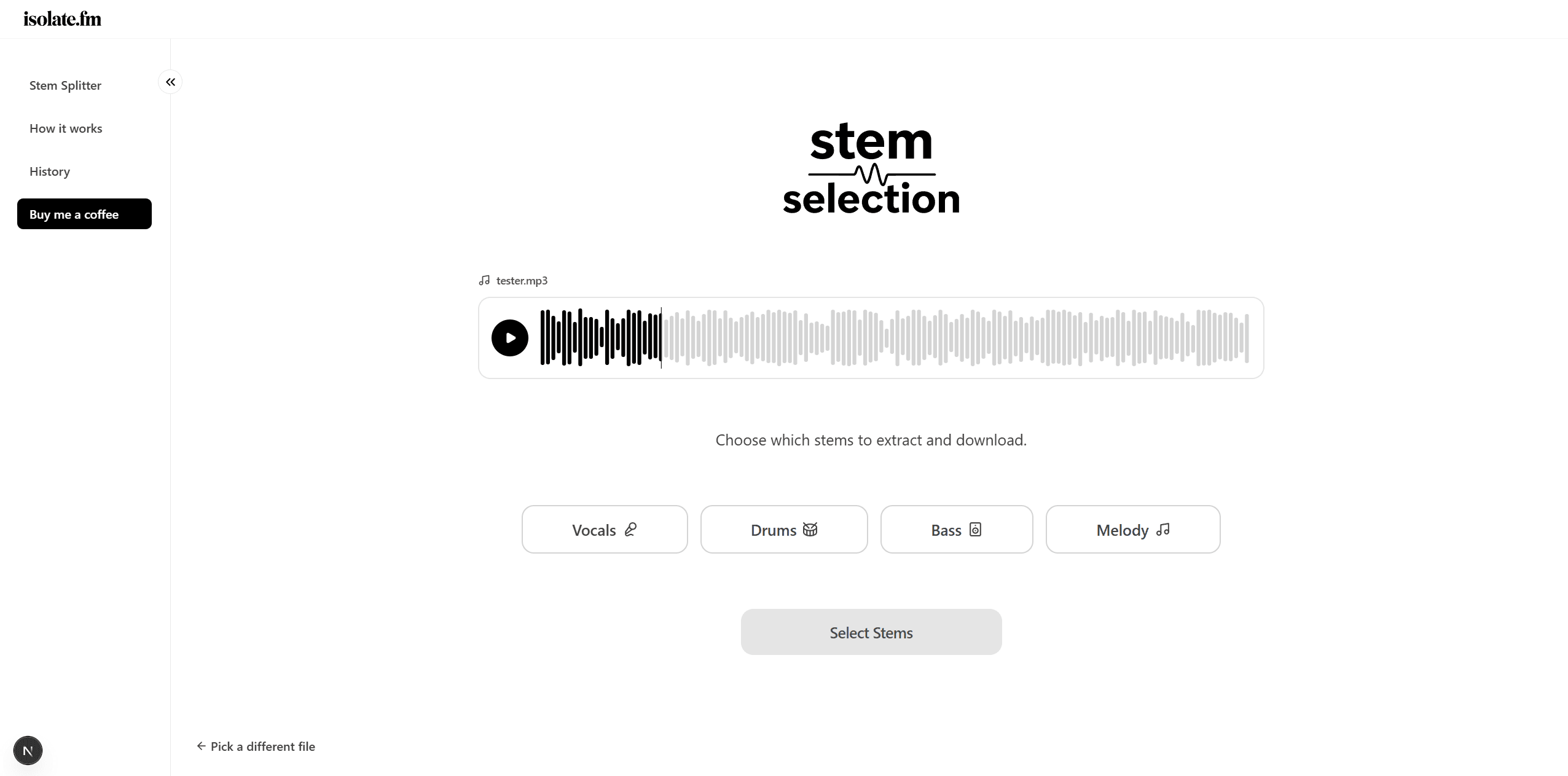 isolate processing screen showing audio splitting at 99% with a progress bar
