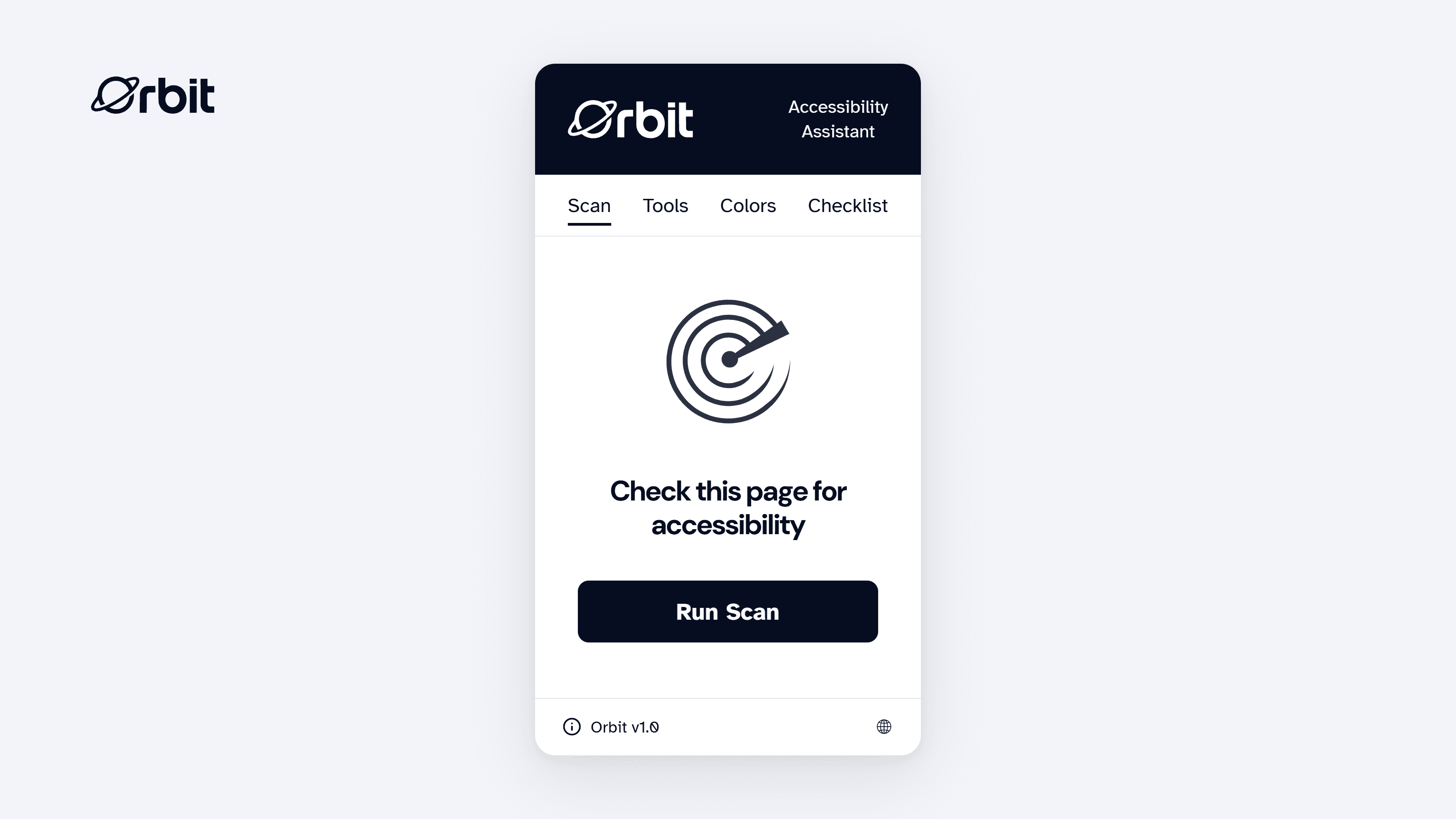 Orbit extension panel with the Scan tab active and a Run Scan button